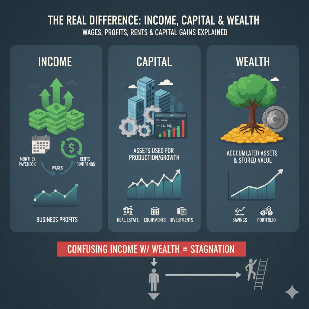 The Real Difference Between Income, Capital, and Wealth