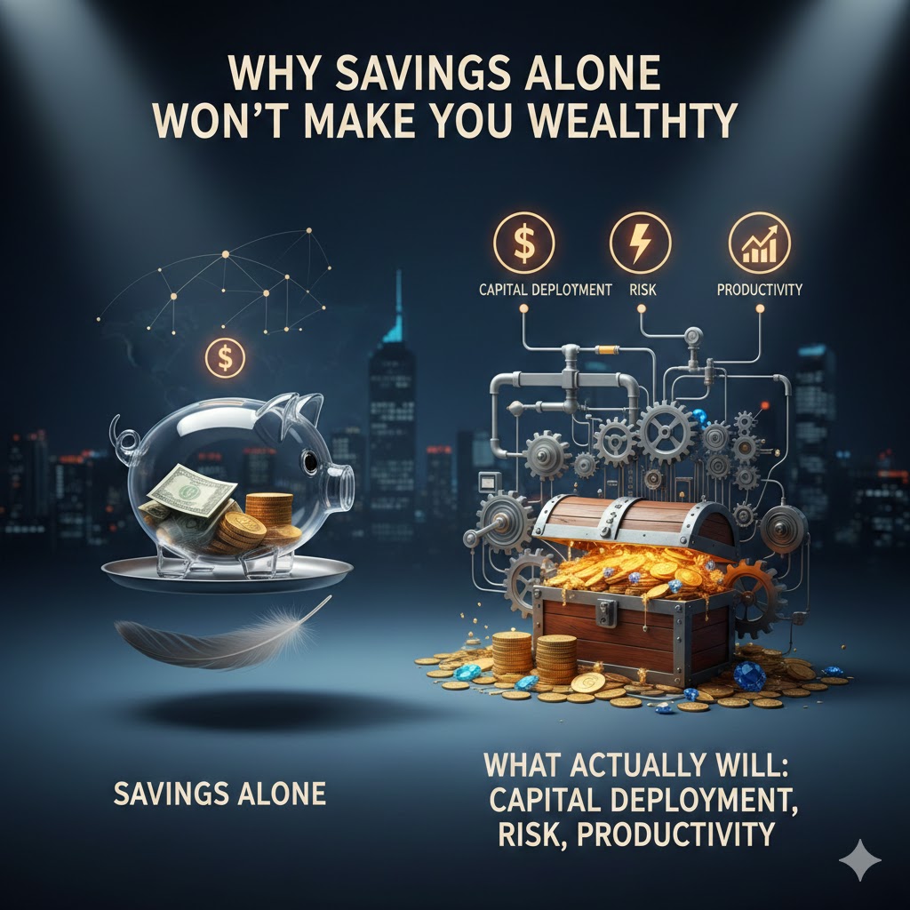 Why Savings Alone Won’t Make You Wealthy — And What Actually Will