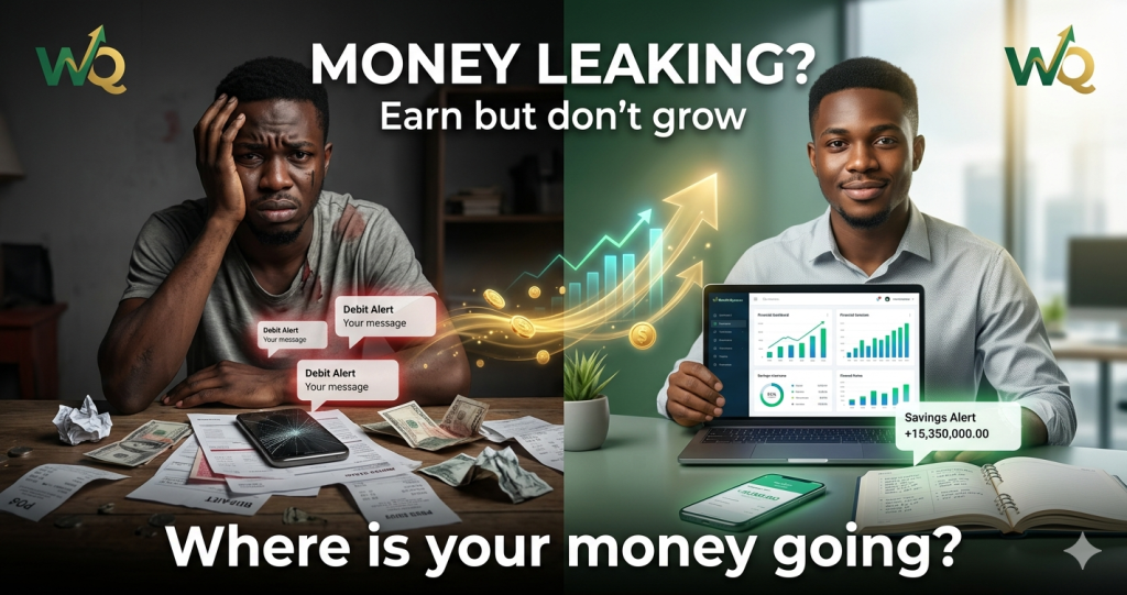 WEALTHQUIZZES THUMBNAIL MASTER PROMPT (v5.0 — FINAL SYSTEM) 🔧 MASTER PROMPT (USE THIS EVERY TIME) Create a hyper-realistic, cinematic thumbnail image (1200x630 px) for a financial education brand called WealthQuizzes. VISUAL STRUCTURE: [Choose one: Split-Screen | Transformation | Ladder/Progression | Single Dramatic Scene] MAIN SUBJECT: A young Nigerian [man/woman], clearly showing a transition from financial confusion and struggle to clarity, control, and growth. --- LEFT SIDE / BEFORE STATE (PROBLEM): - Emotion: stressed, overwhelmed, anxious, mentally drained - Facial expression: frustration, fatigue, worry - Environment: messy, cluttered, disorganized room/workspace - Props: [Insert topic-specific struggle elements: unpaid bills, “Debit Alert” notifications, scattered cash, multiple tabs, loan messages, POS receipts] - Lighting: dark, low exposure, shadow-heavy - Color Tone: red, grey, dull - Mood: chaos, pressure, lack of control --- RIGHT SIDE / AFTER STATE (SOLUTION): - Emotion: calm, confident, focused, in control - Facial expression: relaxed, clarity, confidence - Environment: clean, organized, minimal workspace - Props: [Insert topic-specific success elements: laptop with upward chart, financial dashboard, planner, savings alert, structured notes] - Lighting: bright, high exposure, soft glow - Color Tone: green, blue, gold - Mood: clarity, control, financial growth --- IF USING TRANSFORMATION OR LADDER STRUCTURE: - Show the same person evolving across stages - Direction: left → right OR bottom → top - Include visible steps/levels (e.g., struggle → stability → wealth) - Add financial symbols: upward arrows, charts, money flow - Lighting progression: dark → bright --- LIGHTING & STYLE: - Cinematic lighting with HDR (high dynamic range) - Shallow depth of field (sharp subject, blurred background) - Ultra-realistic textures (skin, reflections, shadows) - Modern financial aesthetic - Subtle Nigerian context (environment, tone, props) --- TEXT OVERLAY (BOLD, MINIMAL, HIGH-CONTRAST): MAIN TITLE (3–5 words max): "[INSERT STRONG TITLE]" SUBTEXT (contrast/tension line): "[INSERT EMOTIONAL TENSION]" BOTTOM HOOK (curiosity CTA): "[INSERT QUESTION OR CHALLENGE]" --- COLOR PSYCHOLOGY: - Red = stress/problem - Green = growth/wealth - Blue = control/clarity - Gold = success/elevation --- COMPOSITION RULES: - Strong focal point (face or central action) - Clear visual hierarchy - Mobile-first readability (large bold text) - Keep clean — avoid clutter - Message must be clear even without text --- MOOD & PSYCHOLOGY: - Strong contrast (problem vs solution) - Relatable real-life financial scenario - Instant understanding within 1–2 seconds - Designed to trigger curiosity and self-reflection --- AVOID: - Cartoon/illustration style - Overcrowded scenes - Flat or dull lighting - Small unreadable text ⚙️ EXECUTION FRAMEWORK (HOW TO USE IT) 🎬 STEP 1: CHOOSE STRUCTURE Situation Use Clear contrast Split-screen (highest CTR) Growth journey Ladder Identity shift Transformation Deep insight Single dramatic 🧩 STEP 2: MATCH PROPS TO TOPIC Topic Visual Props Debt red alerts, unpaid bills Cash flow receipts, calculator Discipline planner, checklist Income salary alert, dashboard Confusion multiple tabs, scattered notes Wealth charts, upward arrows 🔤 STEP 3: TEXT FORMULA (CTR-OPTIMIZED) 🔥 TITLE (SHORT & SHARP): “MONEY LEAKING?” “STILL BROKE?” “WRONG SYSTEM” ⚡ SUBTEXT (TENSION): “You earn… but don’t grow” “Money comes, disappears” 🎯 HOOK (ENGAGEMENT): “Where is your money going?” “Are you in control?” 🧠 WHY THIS WORKS (PSYCHOLOGY) This system forces: Contrast → stops scrolling Emotion → drives clicks Clarity → drives understanding Curiosity → drives engagement 🚀 WEALTHQUIZZES BRAND DNA (NON-NEGOTIABLE) Every thumbnail must: ✅ Show transformation (problem → solution) ✅ Use emotional contrast ✅ Feel premium and realistic ✅ Reflect Nigerian financial reality ✅ Communicate instantly without text 🔥 THE GOLDEN RULE If someone sees it for 2 seconds and understands the story without reading— 👉 It will perform. 📈 ADVANCED CTR BOOSTERS (USE ONE ONLY) Floating “Debit Alert” pop-up Falling/leaking money visual Glowing upward chart Shadow vs real version of subject Phone screen showing financial shift 🎯 FINAL POSITIONING You now have: A repeatable thumbnail production engine for WealthQuizzes