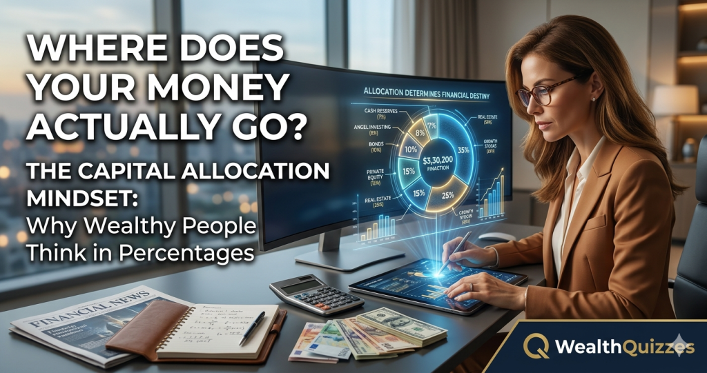 # The Capital Allocation Mindset: Why Wealthy People Think in Percentages ## How Financial Destiny Is Determined Less by Income—and More by Allocation ## Introduction: The Hidden Difference Between the Rich and Everyone Else Most people focus heavily on: * How much money they earn Wealthy people focus heavily on: * Where money goes This distinction appears simple, but it changes everything. Two people can earn the same income and end up with completely different financial outcomes. One person: * Builds assets * Expands investments * Increases long-term wealth The other: * Remains trapped in financial pressure * Lives paycheck to paycheck * Experiences little lasting growth The difference is often not: * Intelligence * Luck * Talent The difference is: > **Allocation.** Wealthy individuals understand a principle that many people ignore: > **Financial destiny is determined less by income size and more by capital allocation efficiency.** --- # The Core Truth > **Core Idea:** Allocation determines financial destiny > **Angle:** Capital efficiency Money behaves differently depending on: * How it is distributed * What it is assigned to do * Whether it is consumed or deployed strategically --- # The Percentage Thinking Mindset Most financially struggling people think in: * Amounts Wealth builders think in: * Percentages --- # Example of Amount Thinking * “I spent ₦50,000.” * “I saved ₦20,000.” * “I invested ₦100,000.” --- # Example of Percentage Thinking * “30% goes to investments.” * “10% goes to emergency reserves.” * “15% funds skill growth.” * “40% covers living expenses.” --- # Why This Matters Percentage thinking creates: * Structure * Scalability * Predictability * Financial control --- # Amount thinking creates: * Emotional spending * Inconsistency * Financial drift --- # Insight from Authority As Warren Buffett consistently demonstrates through his investment philosophy: > Capital allocation is one of the most important determinants of long-term financial performance. Buffett’s success has never depended merely on earning money, but on: * Deploying capital efficiently over time. --- # What Is Capital Allocation? Capital allocation is: > **The strategic distribution of financial resources toward priorities that maximize long-term value.** Every naira you earn is assigned somewhere. The real question is: > **Is it being allocated intentionally—or emotionally?** --- # Every Allocation Creates a Future Money allocation is not merely spending. It is: > Future construction. --- # Every financial decision creates consequences. Money directed toward: * Consumption Produces: * Temporary satisfaction Money directed toward: * Assets Produces: * Future cash flow and wealth expansion --- # Insight from Authority As Peter Drucker famously emphasized: > What gets measured gets managed. Percentage allocation creates measurable financial behavior. --- # The Four Major Allocation Categories Most effective wealth systems allocate capital across four major areas. --- # 1. Survival Allocation This covers: * Food * Housing * Transportation * Utilities * Basic living costs --- # Important Principle: Survival spending should remain controlled. --- # Why? Because uncontrolled lifestyle expansion destroys capital efficiency. --- # 2. Protection Allocation This includes: * Emergency funds * Insurance * Financial reserves --- # Purpose: Protection prevents financial collapse during crises. --- # 3. Growth Allocation This is where wealth acceleration begins. Examples include: * Investments * Businesses * Skill acquisition * Asset accumulation --- # Growth allocation creates: * Future earning capacity * Compounding opportunities --- # 4. Lifestyle Allocation This covers: * Entertainment * Luxury spending * Social consumption * Personal enjoyment --- # Important: Lifestyle spending is not inherently bad. The problem occurs when: > Lifestyle consumes capital meant for growth. --- # The Capital Efficiency Principle Wealthy individuals constantly evaluate: > “What return is this money producing?” --- # This is capital efficiency thinking. Every naira is assessed based on: * Long-term value * Productivity * Opportunity cost --- # Example: Two people receive: * ₦500,000 --- # Person A allocates toward: * Gadgets * Fashion * Social spending --- # Person B allocates toward: * Investments * Skill systems * Business expansion --- # Five years later: The outcomes may differ dramatically. --- # Why? Because: > Allocation compounds over time. --- # The Nigerian Context: Why Allocation Matters More Than Ever Nigeria’s economic environment includes: * Inflation pressure * Currency instability * Rising living costs --- # This means: Poor allocation decisions become increasingly expensive. Without strategic allocation: * Income growth may never translate into wealth growth. --- # Many people experience: * Salary increases But: * No meaningful financial progress --- # Why? Because increased income is often absorbed immediately into: * Lifestyle inflation --- # Insight from Authority As Morgan Housel explains: > Wealth is what you don’t see. Real wealth is often: * Unspent capital * Accumulated assets * Deferred consumption --- # The Lifestyle Inflation Trap One of the greatest enemies of capital allocation is: > Lifestyle drift. --- # This occurs when: Income increases lead immediately to: * Bigger expenses * Higher consumption * More status spending --- # Result: Financial pressure remains constant despite higher earnings. --- # The wealthy often behave differently. Instead of scaling consumption aggressively, they scale: * Investments * Assets * Ownership --- # Percentage Thinking Creates Stability When finances operate through percentages: * Decisions become less emotional * Systems become more predictable --- # Example Framework A structured income allocation model may include: * 50% essentials * 20% investments * 10% emergency reserves * 10% skill development * 10% lifestyle enjoyment --- # The exact percentages may differ. The critical issue is: > Intentional structure. --- # The Psychology of Allocation Allocation reflects: * Priorities * Identity * Long-term thinking --- # Financial chaos often reveals: * Lack of systems * Reactive decision-making * Absence of planning --- # Strong allocation systems create: * Discipline * Financial clarity * Reduced anxiety --- # The Difference Between Earners and Builders Earners focus mainly on: * Generating income Builders focus on: * Directing capital strategically --- # This is why: Some high earners remain financially unstable while moderate earners gradually accumulate wealth. --- # The Role of Opportunity Cost Every allocation decision carries: > Opportunity cost. --- # Money spent today cannot simultaneously: * Compound tomorrow --- # Insight from Authority Economist Thomas Sowell famously observed: > There are no solutions. There are only trade-offs. Every allocation choice involves trade-offs between: * Present consumption And: * Future growth --- # Building Your Capital Allocation System --- # Step 1: Track Current Allocation Ask: * Where does my money actually go? --- # Step 2: Create Percentage Rules Assign: * Specific percentages to priorities --- # Step 3: Automate Allocation Use: * Separate accounts * Automatic transfers * Investment systems --- # Step 4: Prioritize Growth Allocation Ensure part of every income cycle funds: * Assets * Investments * Future cash flow systems --- # Step 5: Review and Optimize Allocation systems should evolve as: * Income grows * Responsibilities change * Financial goals expand --- # The Identity Shift To build wealth effectively, you must move from: * “I spend money as it comes” To: > **“I deploy capital intentionally according to structure.”** --- # The Real Transformation Capital allocation changes: * Financial behavior * Wealth trajectory * Long-term outcomes --- # Eventually: Money stops disappearing randomly and begins: > Building measurable financial progress. --- # The Hard Truth Many people do not have an income problem. They have: > An allocation problem. --- # Conclusion: Allocation Shapes Destiny Wealth is rarely built accidentally. It is built through: * Structured financial behavior * Deliberate allocation * Capital efficiency --- Income creates opportunity. But: > Allocation determines outcome. --- The people who build lasting wealth are usually not those who merely earn the most. They are: > The people who consistently direct money toward productive purposes over long periods of time. --- # Final Thought (Conversion Hook) Ask yourself honestly: > **“Where does my money actually go every month?”** Because the difference between financial pressure and financial freedom is often not how much you earn— It is: > **How efficiently you allocate what you already have.** 👉 **Where does your money actually go? Find out on WealthQuizzes**