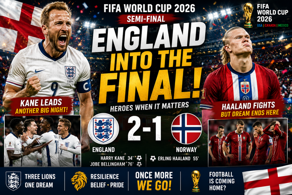 England 2–1 Norway: Three Lions End Haaland's Dream and Roar Into the FIFA World Cup 2026 Final